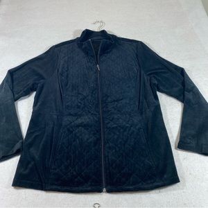 Westbound Quilted Sweatshirt Jacket Long Sleeve Black 2X Deep Pockets Pea Coats